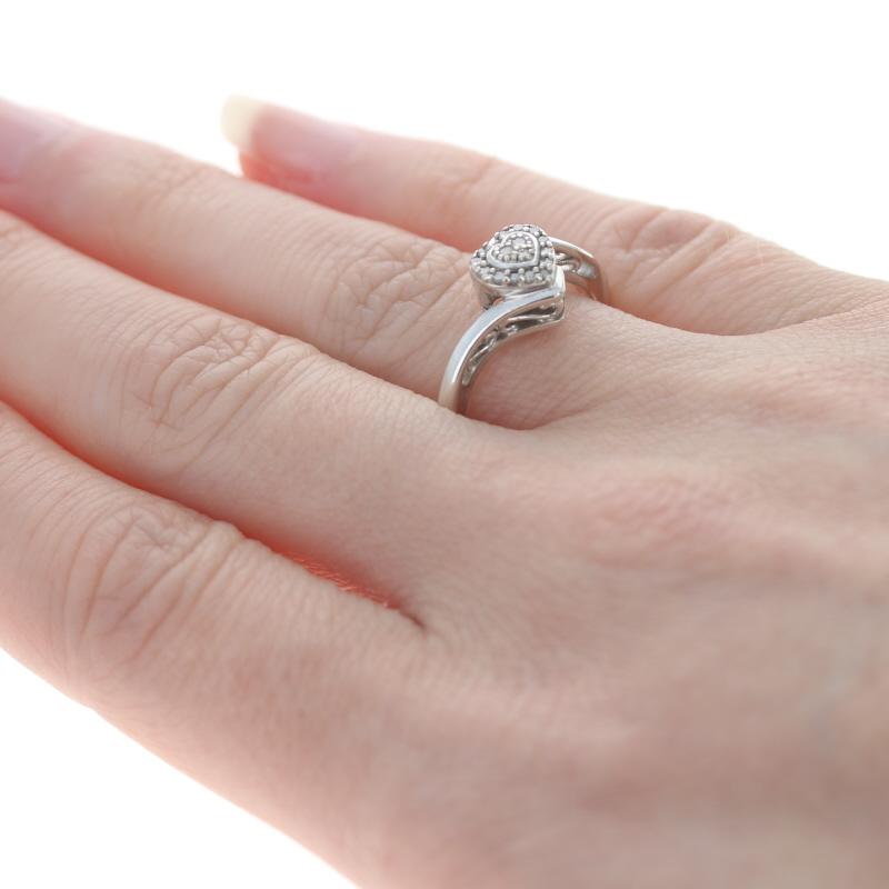 Bague de contournement en forme de cœur en diamant sterling - 925 Single Cut .10ctw Promise Pour femmes en vente