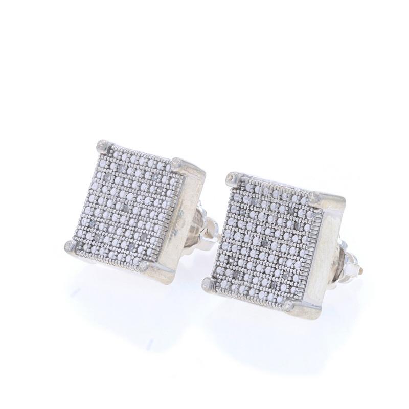 Pendientes grandes de diamantes de ley - 925 talla única .10ctw Atornillados Corte único en venta