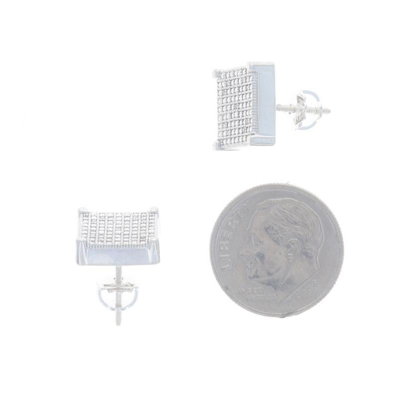 Pendientes grandes de diamantes de ley - 925 talla única .10ctw Atornillados en Excelente estado para la venta en Greensboro, NC