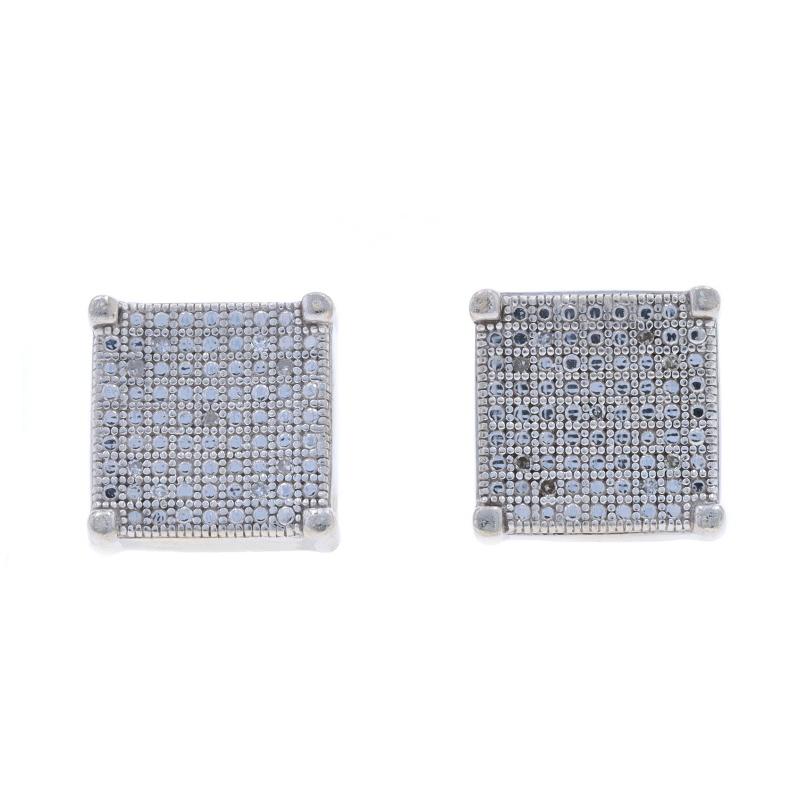 Sterling Diamond Large Stud Earrings - 925 Single Cut .10ctw Pierced Screw-Ons