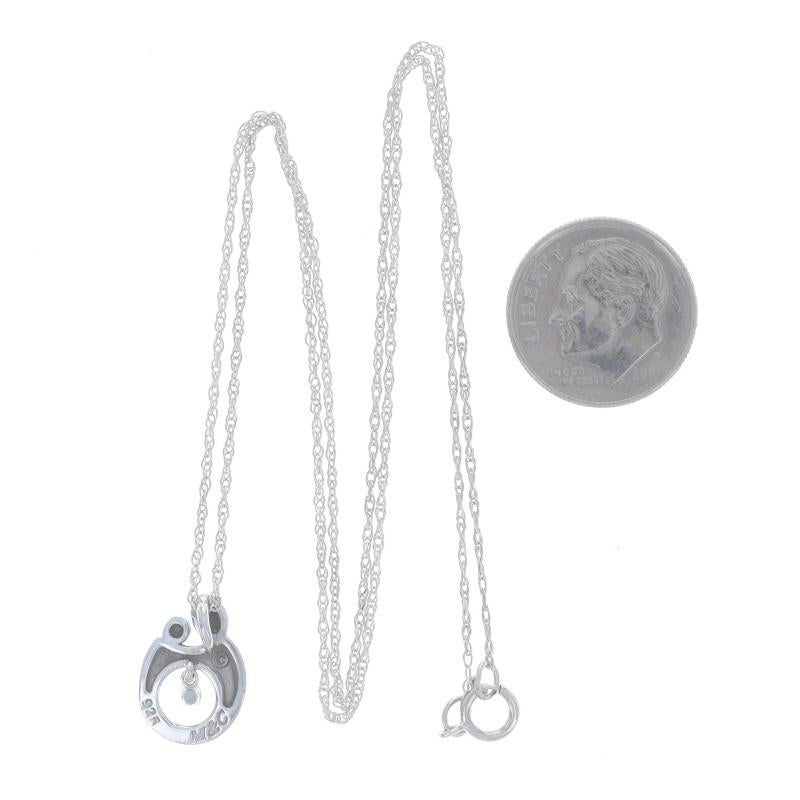 Sterling Diamond Mother & Child Pendant Necklace 18 3/4