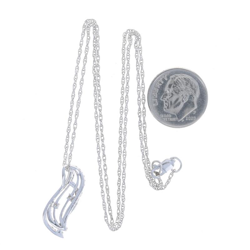 Sterling Diamond Pendant Necklace 18 1/4