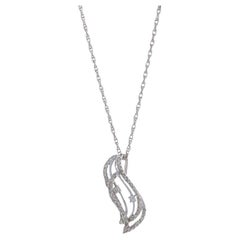 Sterling Diamond Pendant Necklace 18 1/4" - 925 Single 1/3ctw Intertwined Leaves