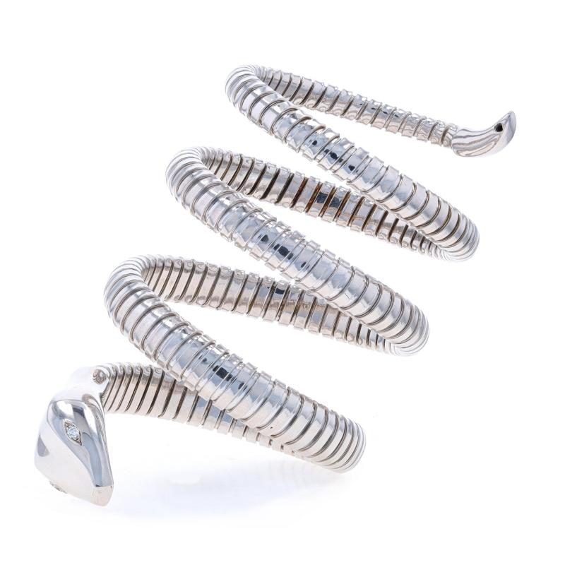 Round Cut Sterling Diamond Snake Coil Wrap Bypass Bracelet 6