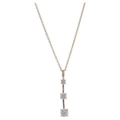 Sterling Diamond Three-Stone Journey Necklace 17 3/4" 925 Gold Plated Rnd .10ctw