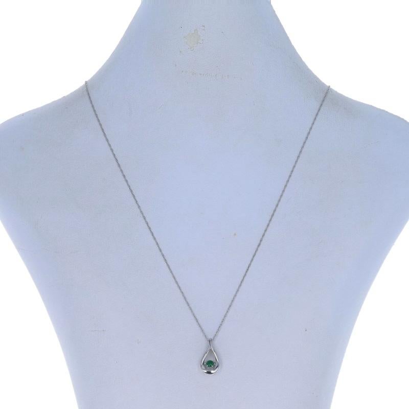 Round Cut Sterling Emerald Dancing Solitaire Pendant Necklace 18