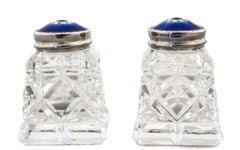 Sterling Enamel and Crystal Salt Shakers