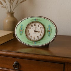 Sterling & Enamel Desk Clock by Bailey, Banks & Biddle (c. 1930)