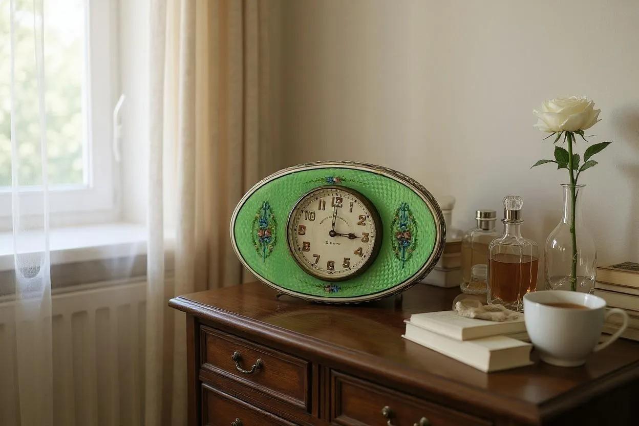 Orologio da tavolo in sterling e smalto di Bailey, Banks & Biddle (c. 1930) in vendita 1
