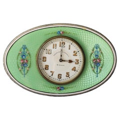 Horloge de bureau en argent sterling et émail de Bailey, Banks & Biddle (vers 1930)