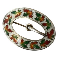 Sterling Enamelware Belt Buckle Brooch, circa 1904