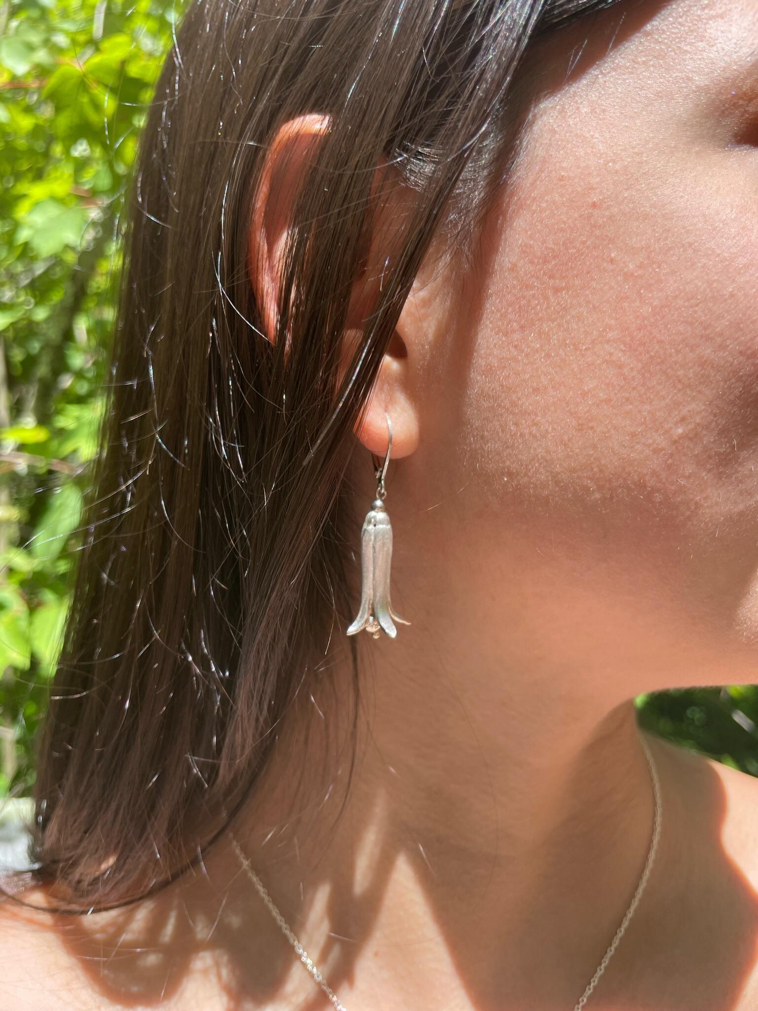 Sterling Fawn Lily Earrings For Sale 3
