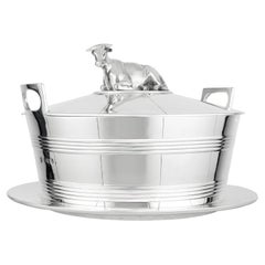 Antique Sterling Figural Cow Butter Dish and Underplate, London, Circa 1837