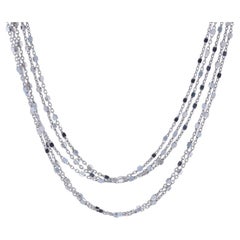 Collana a catena a cinque fili in sterling con taglio a diamante - 925 Regolabile