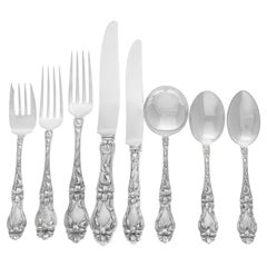 Vintage Sterling Flatware Set Lily Patented in 1910 by Frank M Whiting, Almost Complete