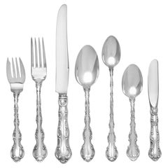 Sterling Flatware Set Strasbourg by Gorham, Patented in 1892, 7 Place Setting