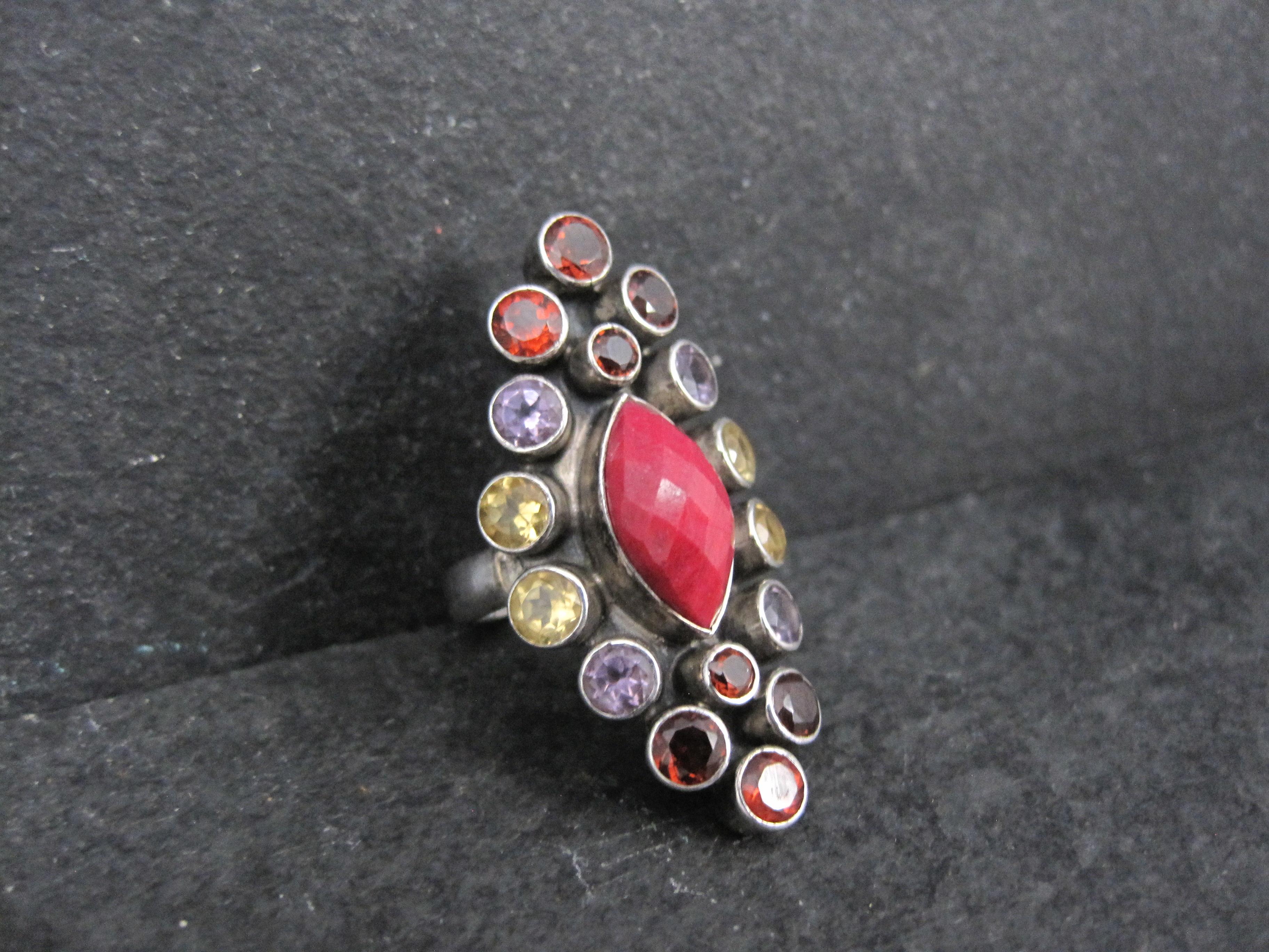 Anillo granate amatista citrino rubí talla 6 Nicky Butler Moderno en venta