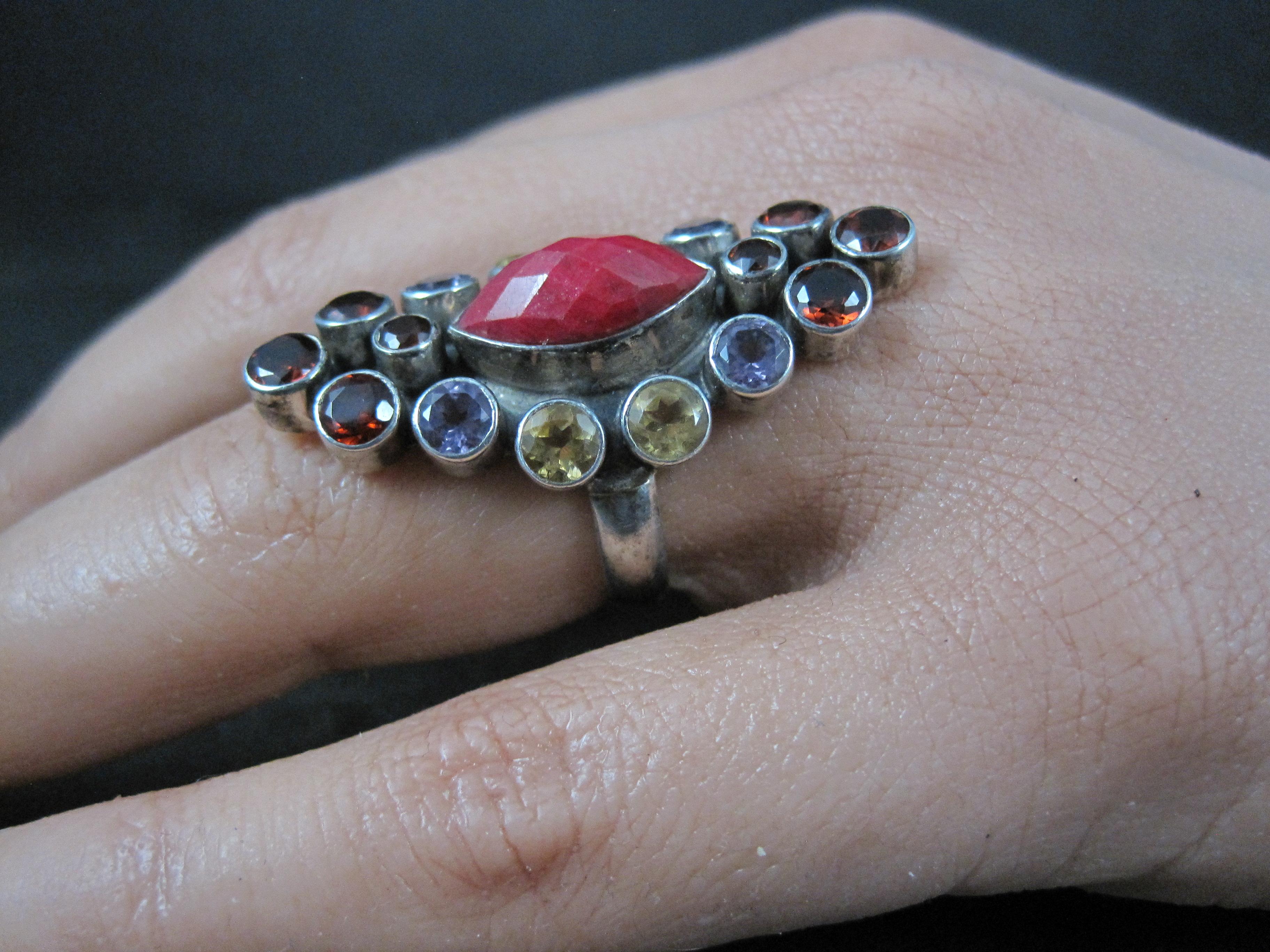 De las mujeres Anillo granate amatista citrino rubí talla 6 Nicky Butler en venta