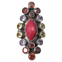 Sterling Granat Amethyst Citrin Rubin Ring Größe 6 Nicky Butler
