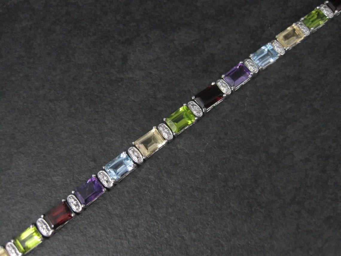 Emerald Cut Sterling Gemstone Bracelet 7.5 Inches Ross Simons For Sale