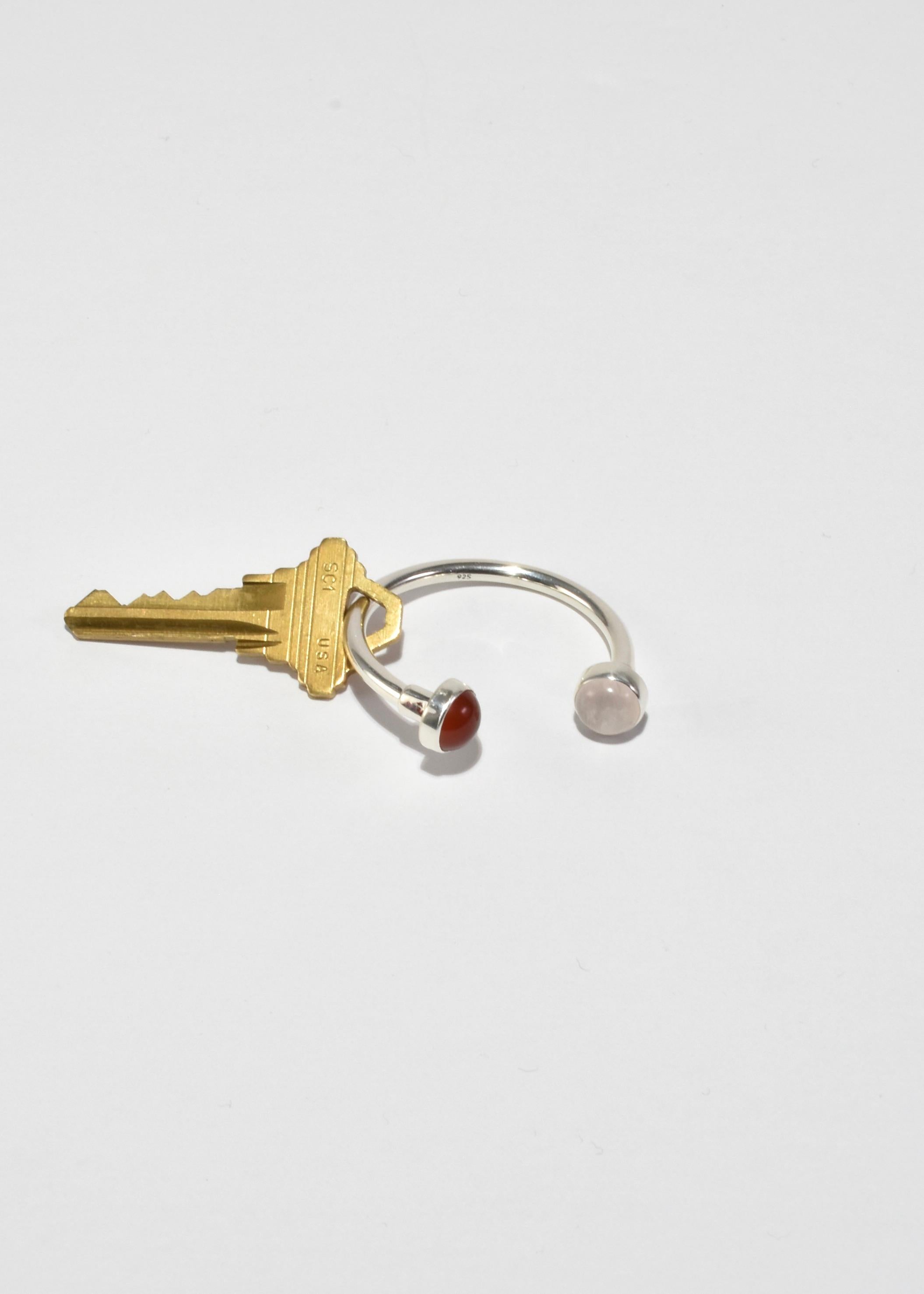 Sterling Gemstone Key Ring In New Condition For Sale In Richmond, VA