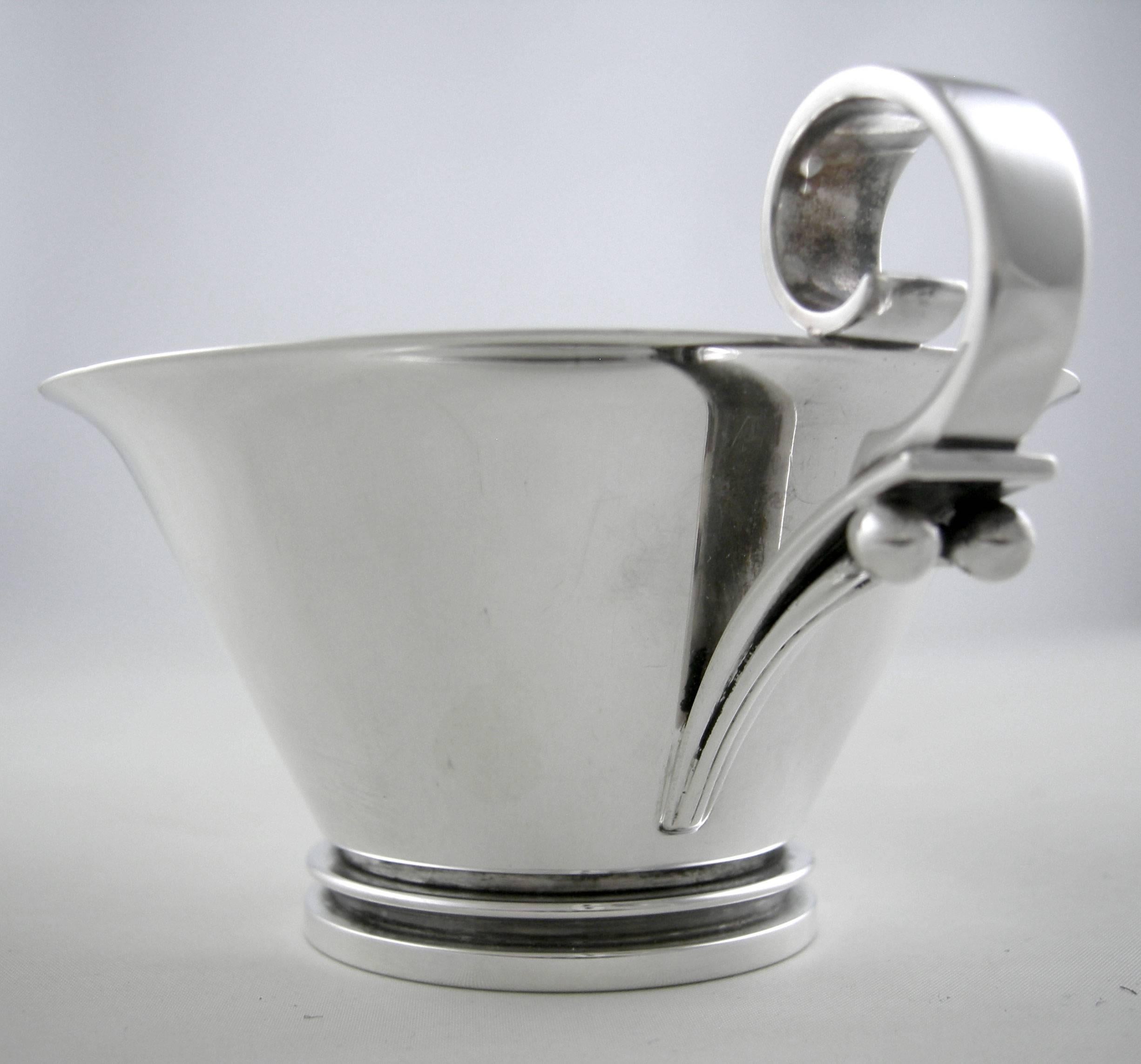 Sterling Silver Sterling Georg Jensen Pyramid Three-Piece Coffee Set, 1930 For Sale