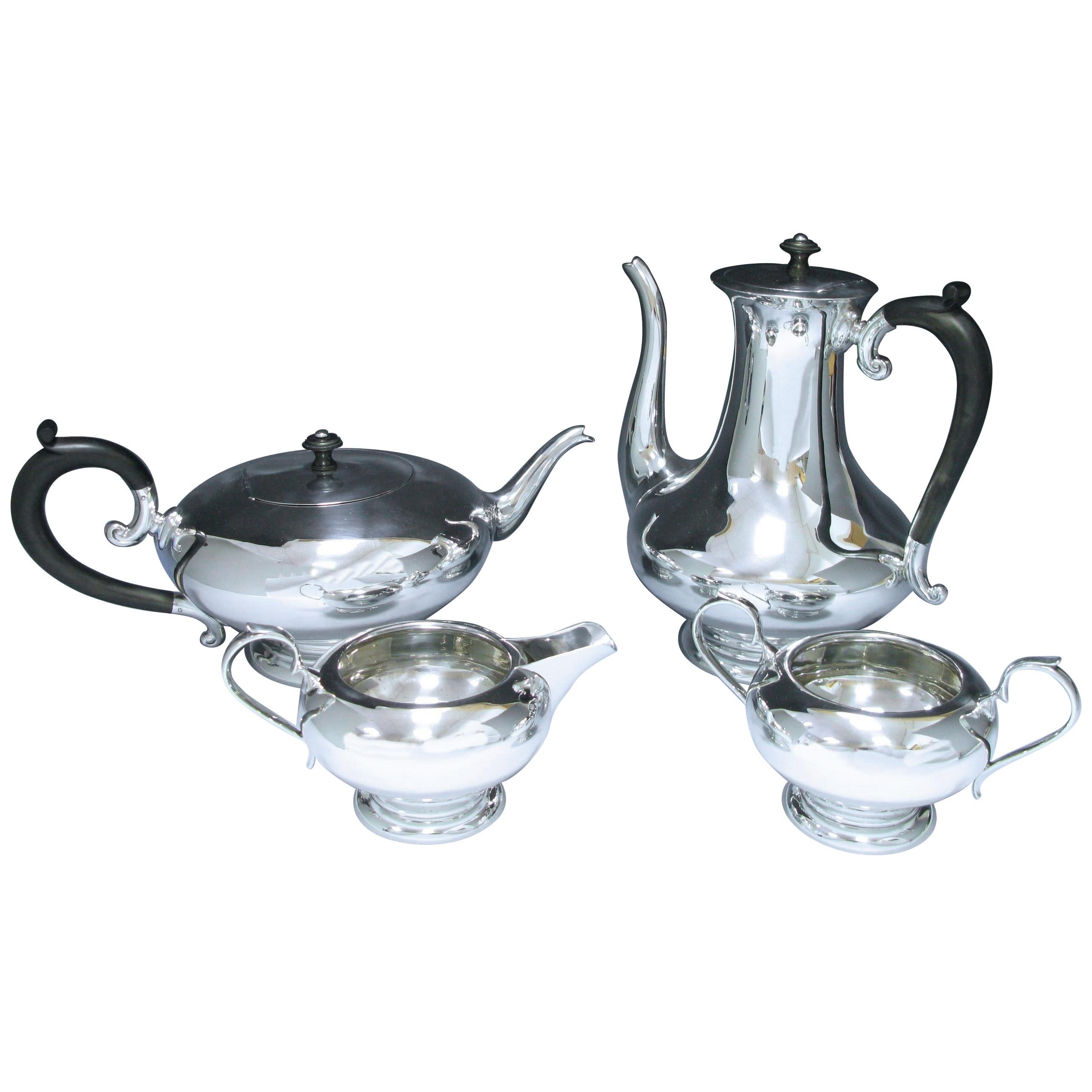 Sterling George V Silver Four-Piece Tea and Coffee Service For Sale