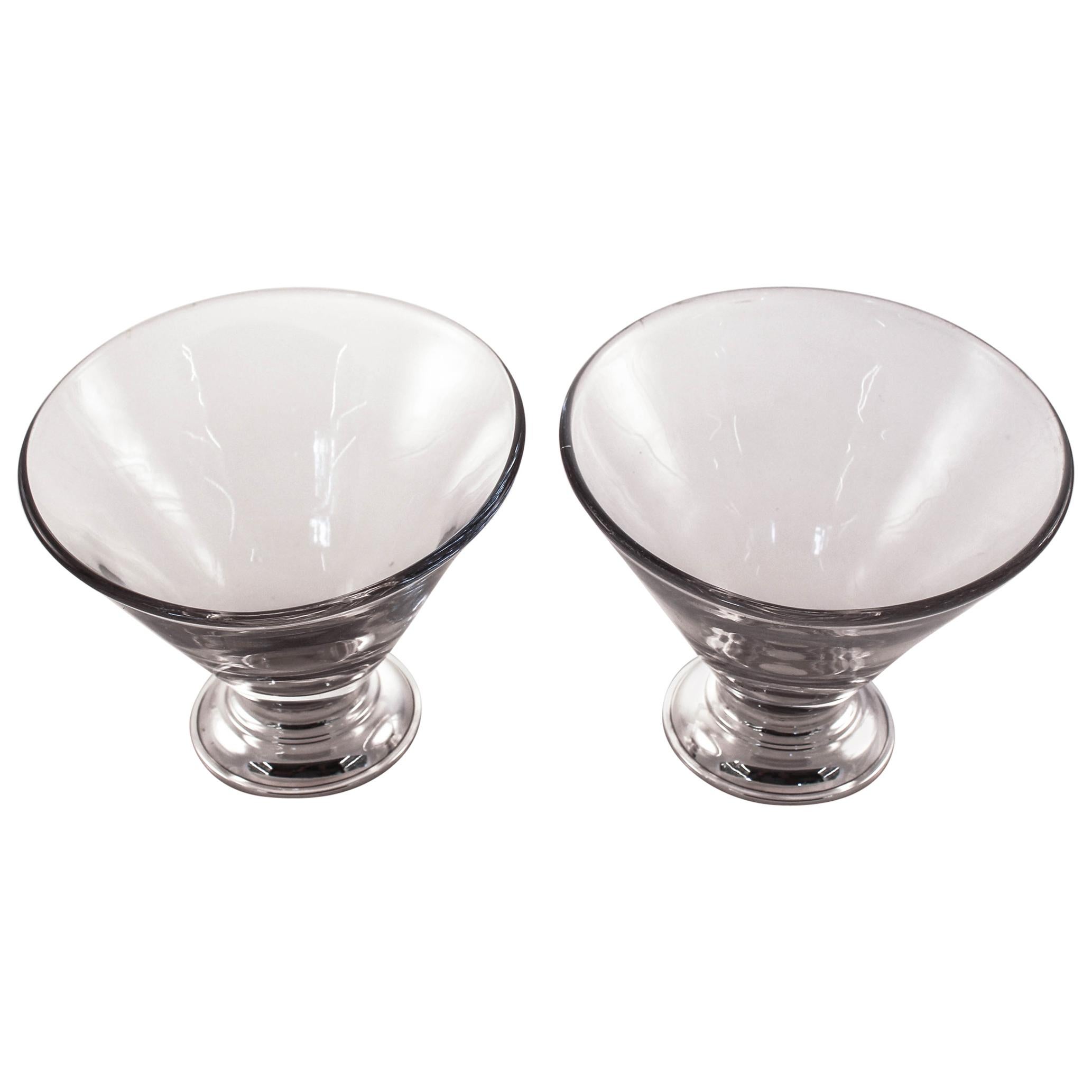Sterling Glass Cocktail Bowls For Sale