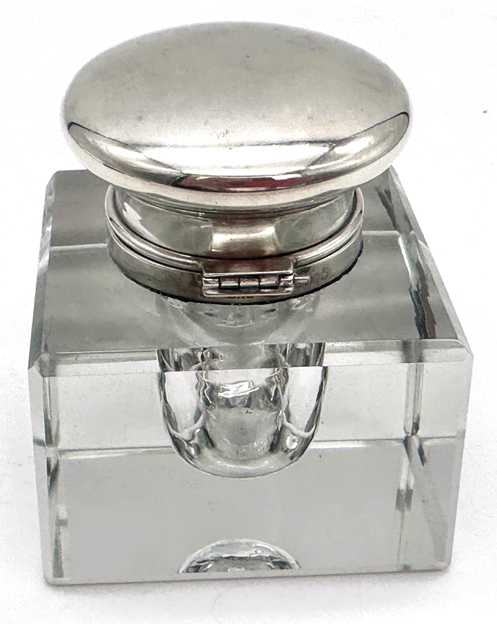 Early 20th Century Sterling & Glass Inkwell by Dominick & Haff for J.E. Caldwell & Co, Circa 1920 For Sale