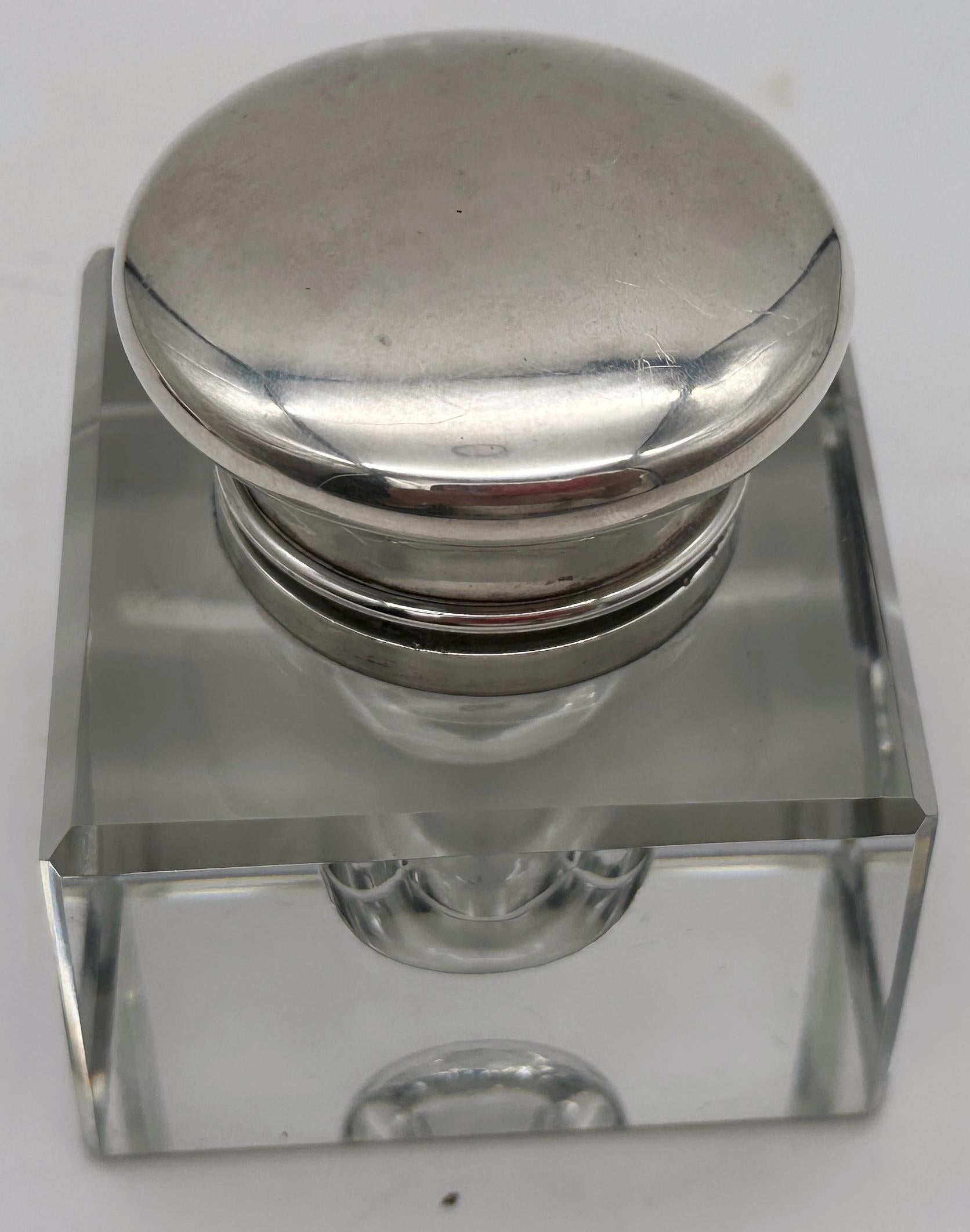 Sterling & Glass Inkwell by Dominick & Haff for J.E. Caldwell & Co, Circa 1920 For Sale 1
