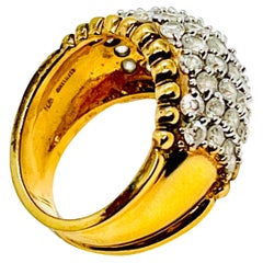 Anello a cupola in oro Sterling Vermeil Pavé Clear CZ