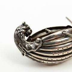 Sterling Gorham Silver Boat Shaped Tea Strainer with Griffin Lion Heads