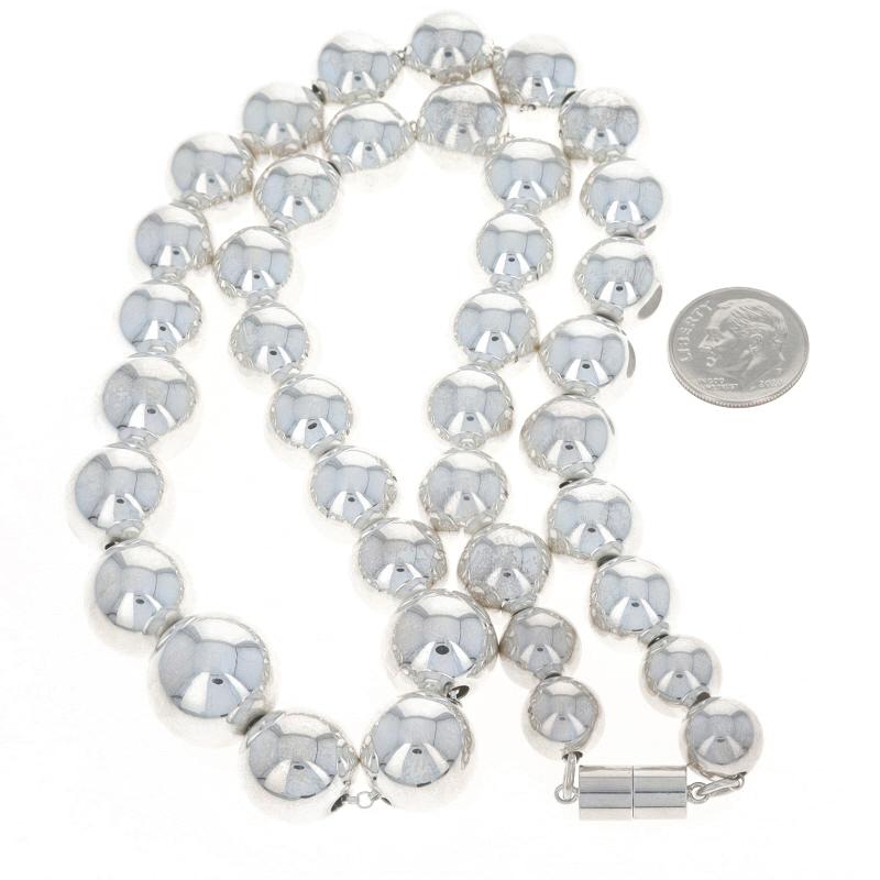 Sterling Graduated Bead Strand Necklace 20 1/4