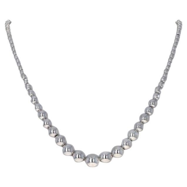 Sterling abgestufte Perlenstrangte Halskette - 925 gepunktete Kugel- Magnetischer Verschluss Extender