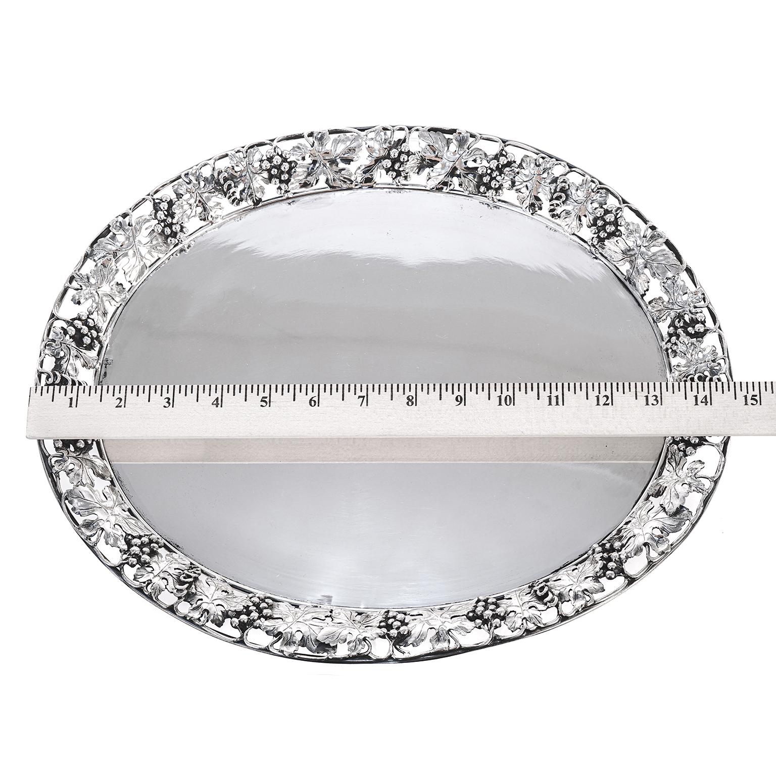 Sterling Silver Sterling Grape Motif Tray For Sale