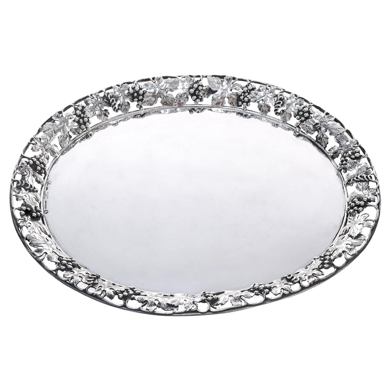 Sterling Grape Motif Tray For Sale
