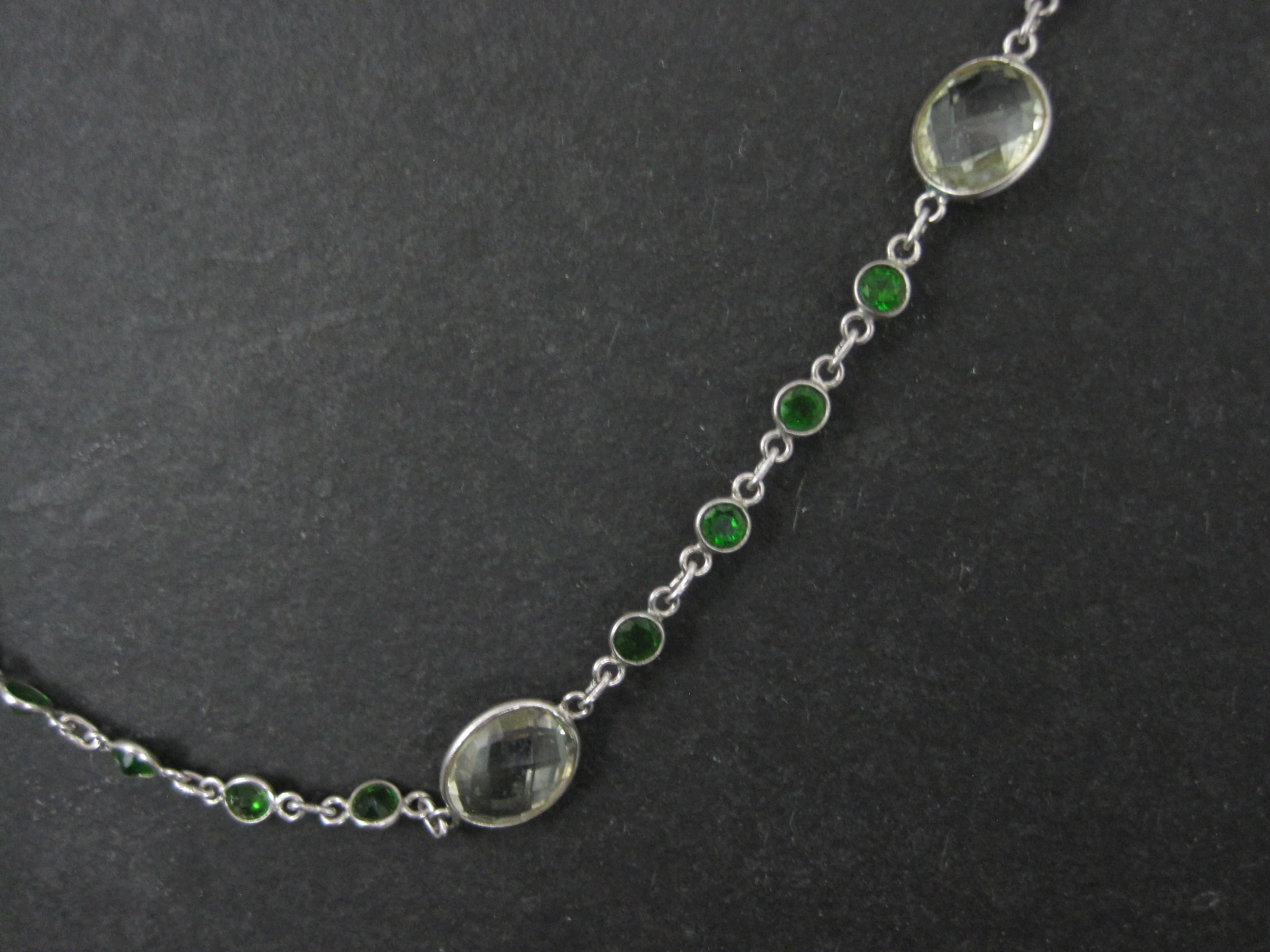 Sterling Green Amethyst Chrome Diopside Necklace 17.5 to 18.5 Inches For Sale 5