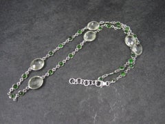 Sterling Green Amethyst Chrome Diopside Necklace 17.5 to 18.5 Inches