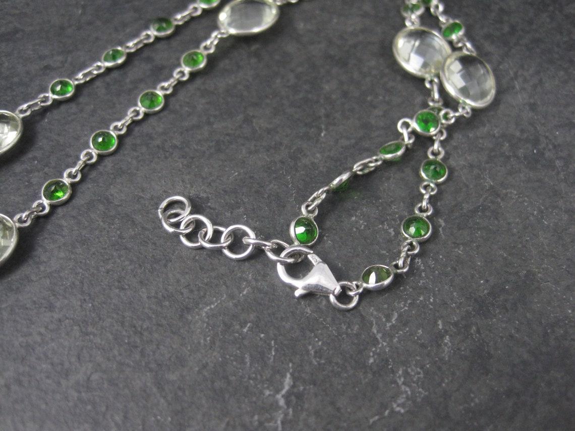 Sterling Green Amethyst Chrome Diopside Necklace 17.5 to 18.5 Inches In Excellent Condition For Sale In Webster, SD
