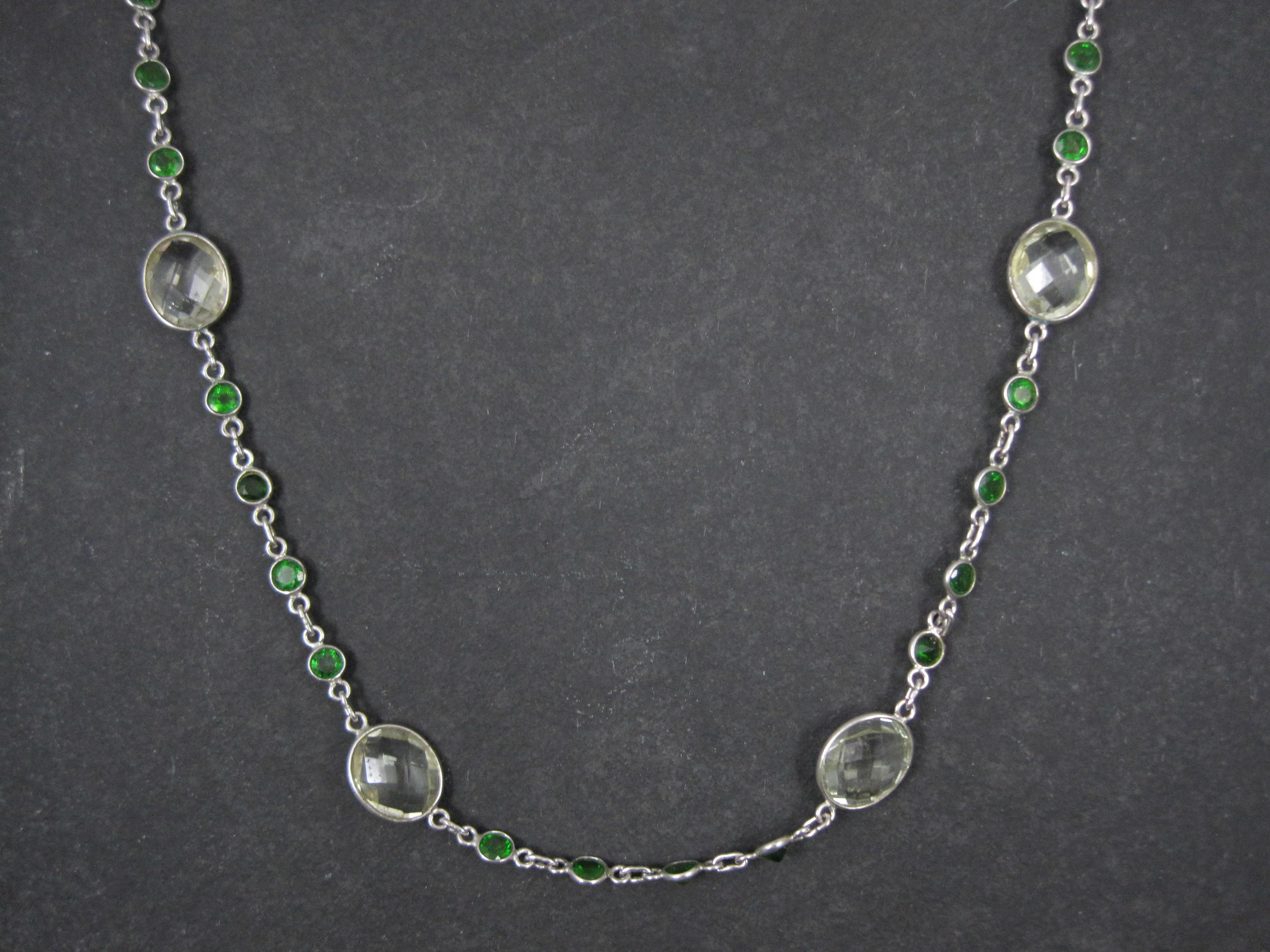 Sterling Green Amethyst Chrome Diopside Necklace 17.5 to 18.5 Inches For Sale 1
