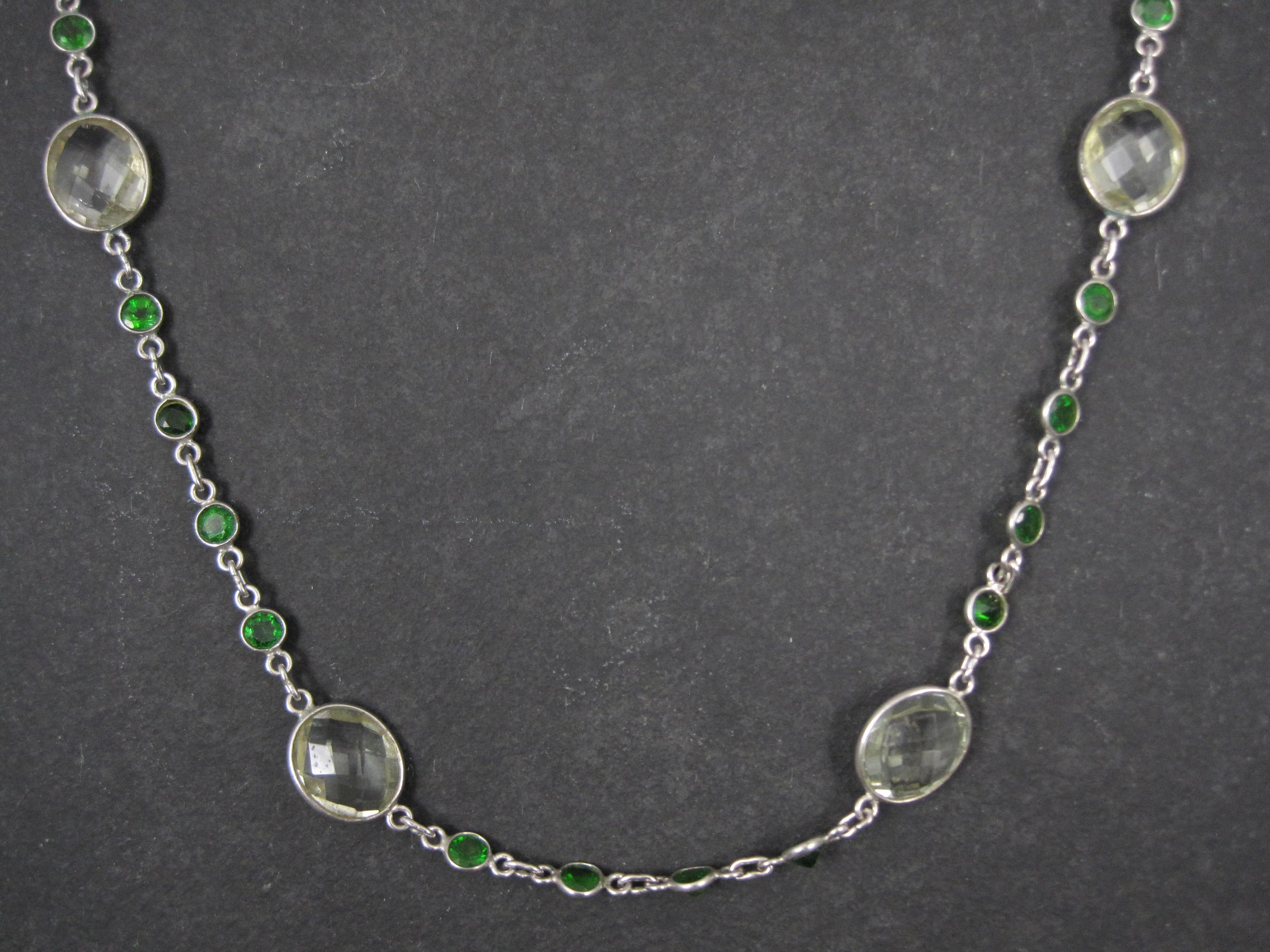 Sterling Green Amethyst Chrome Diopside Necklace 17.5 to 18.5 Inches For Sale 2