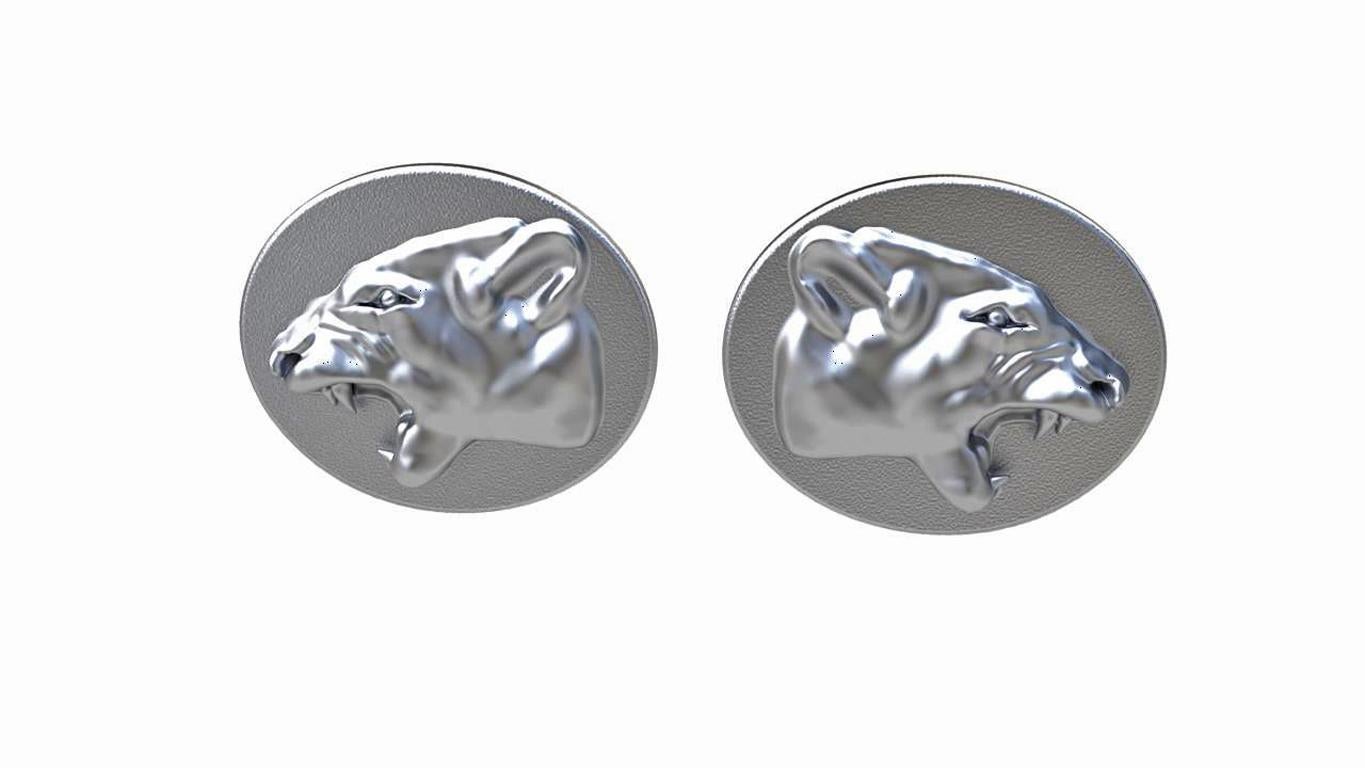 Sterling Growler Lion Cufflinks, Matte finish. Hand sculpted from studying their predator nature. The lion that waits to strike.  Made to Order allow 3 weeks for delivery.