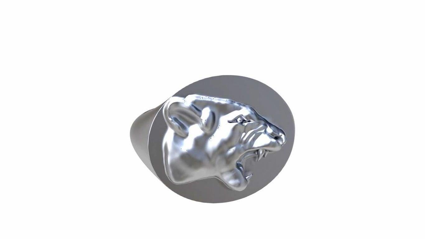 For Sale:  Sterling Growler Lion Signet Ring 3