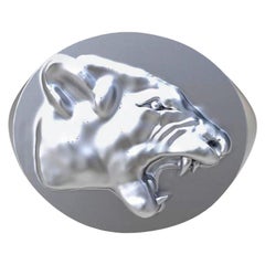 Sterling Growler Lion Signet Ring