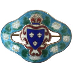 Sterling Guilloche Enamelware Brooch, France