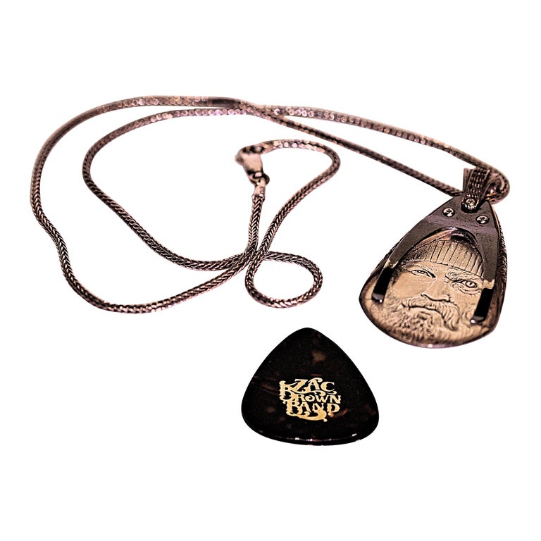 Sterling Guitar Pick Pendant by William Henry and Zac Brown For Sale at
