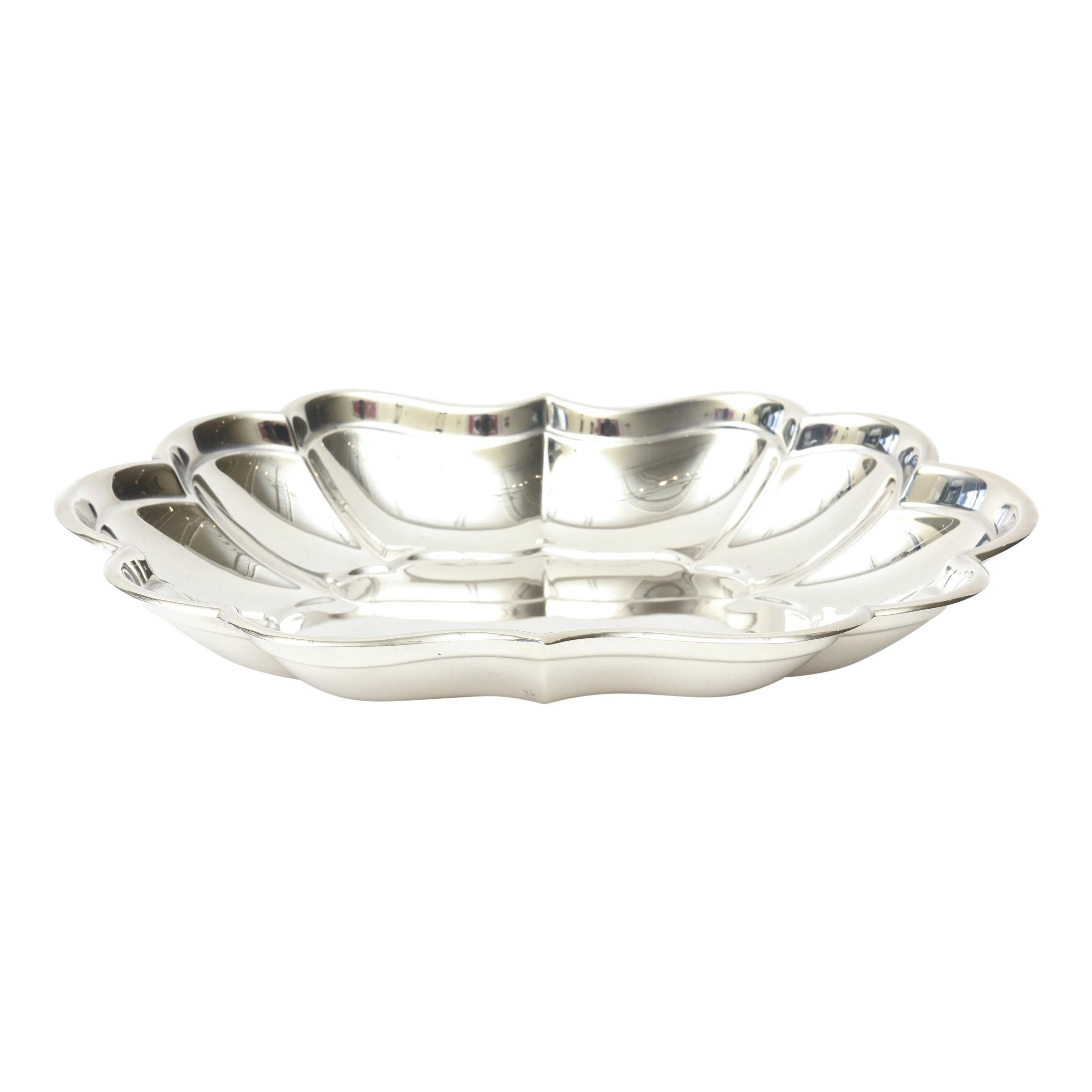 Vintage Sterling Silver Hallmarked Scalloped Bowl Or Bread Basket
