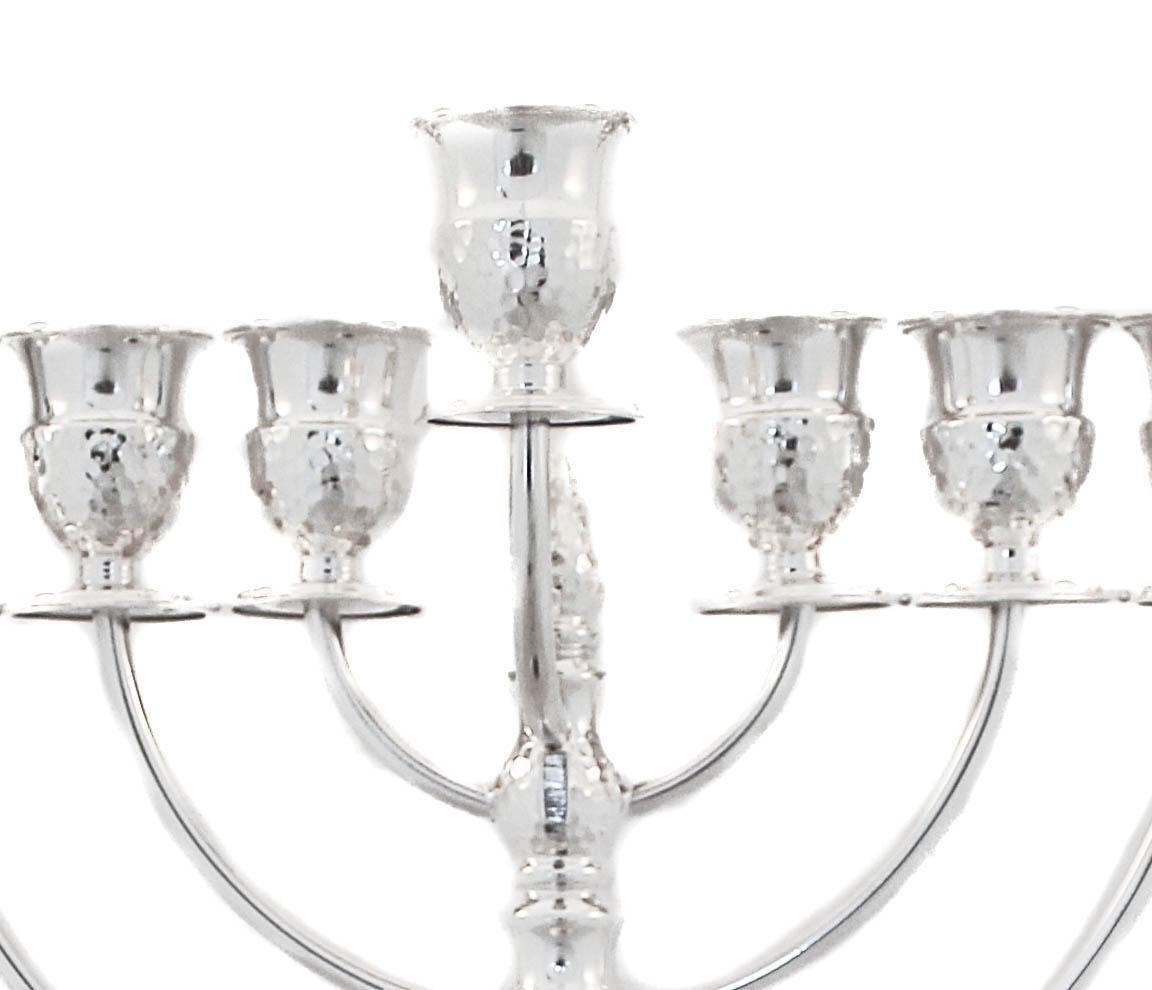 Contemporary Sterling Hammered Menorah For Sale