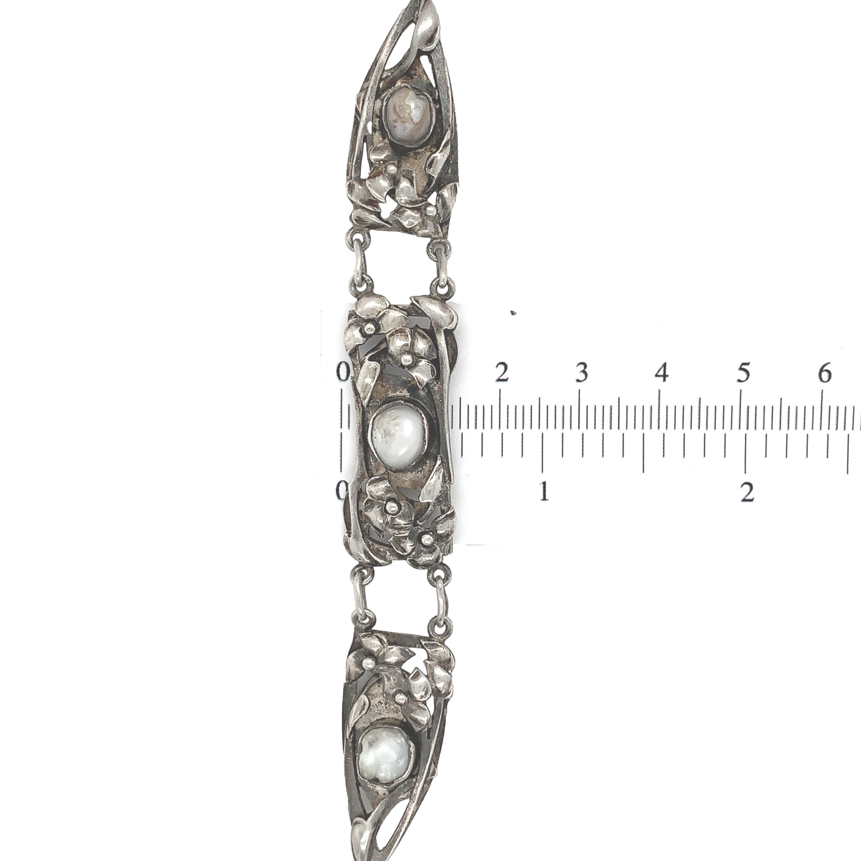 Collana di perle di Kalo in argento lavorate a mano con fiori e foglie applicati, 25