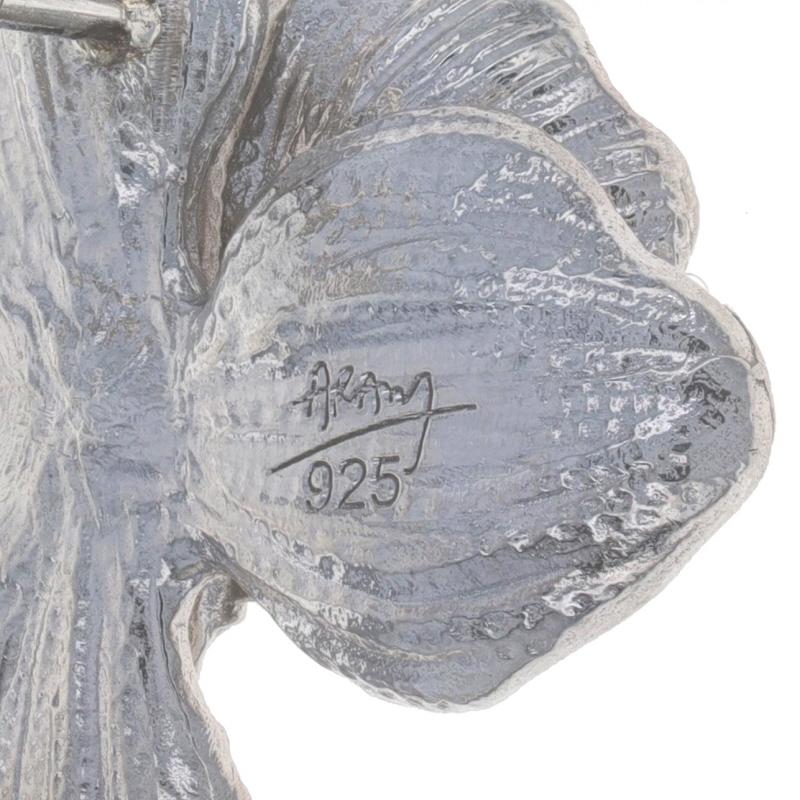 Sterling Hematite & Diamond Dangle Earrings 925 14k Gold Pltd Pear .28ctw Floral For Sale 1